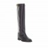 VIA ROMA 15 inner wedge boot in black leather and gold buckle