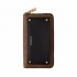 Borbonese large zip-around wallet in natural OP coated canvas and black leather