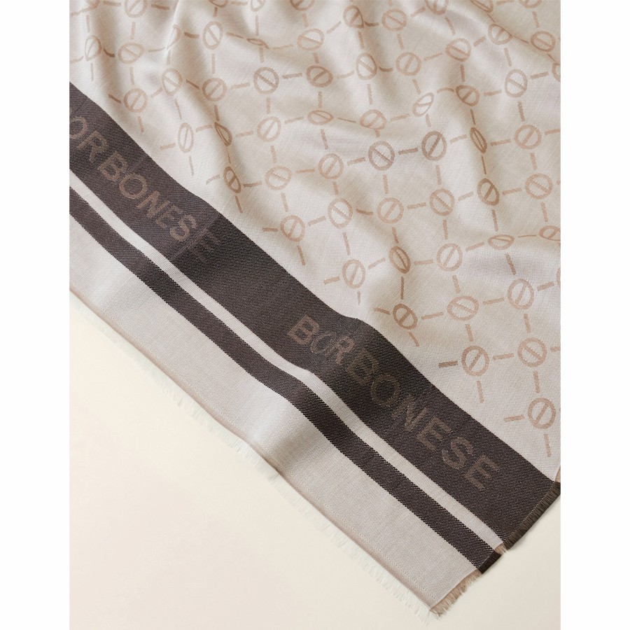 Borbonese almond wool blend jacquard stole