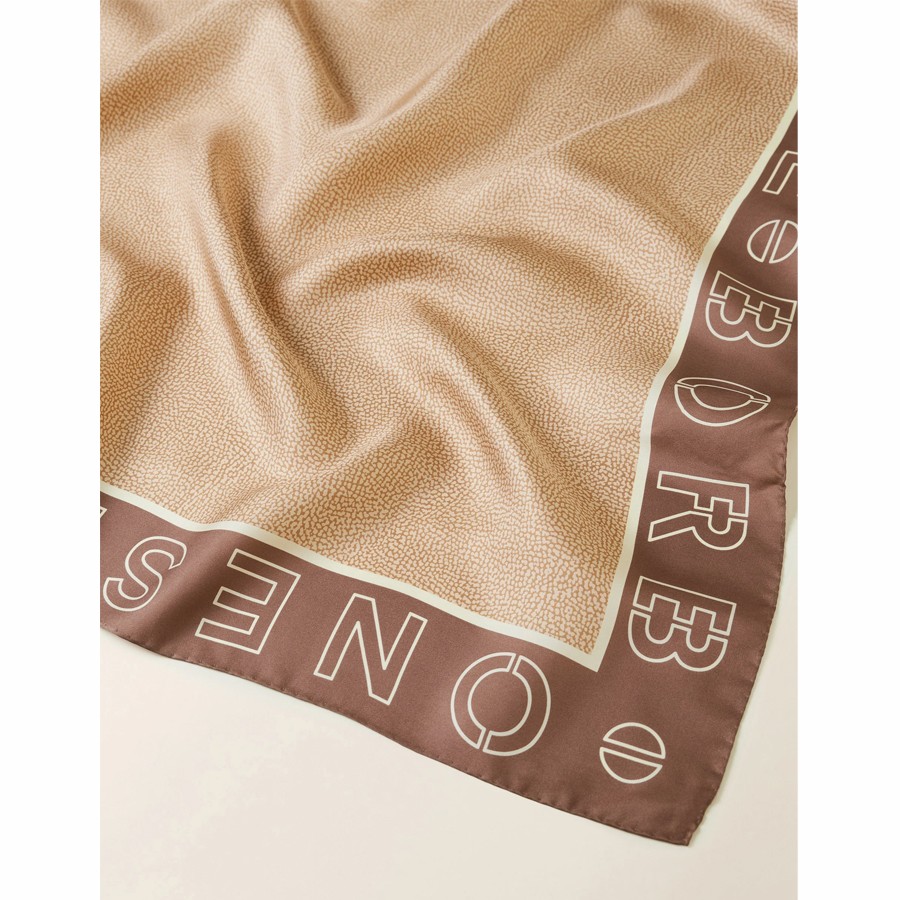 Borbonese foulard twill seta Oplogo outline mauve