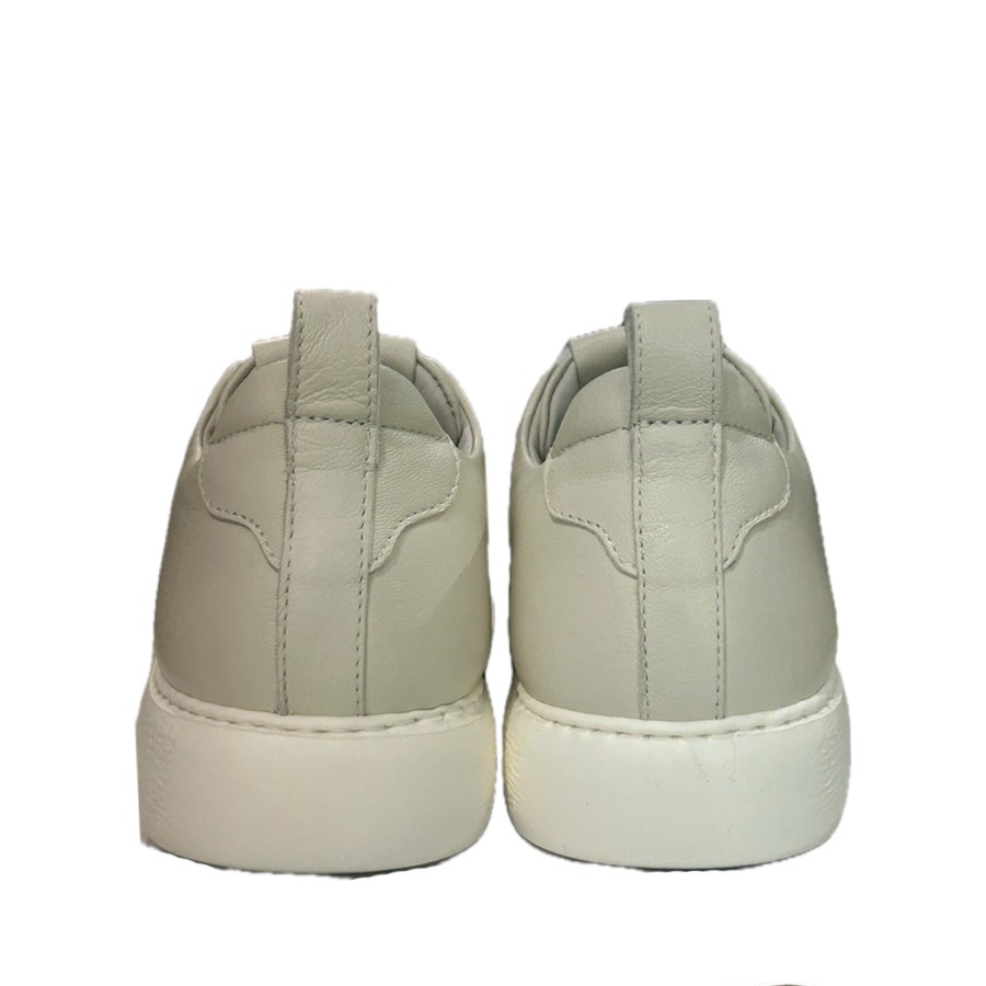 Stokton sneakers donna in pelle panna con alestico grigio