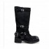 Coral blue black suede biker boot