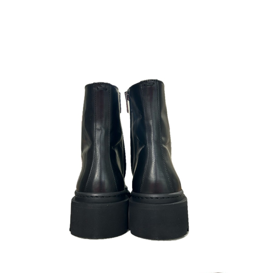 PANTANETTI donna anfibietto con zip e laccio in pelle delavè colore bordeaux