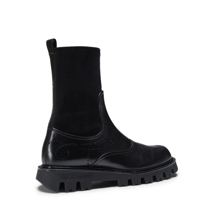 F.lli ROSSETTI Stivaletto beatles da donna in suede e pelle in nabuk nero