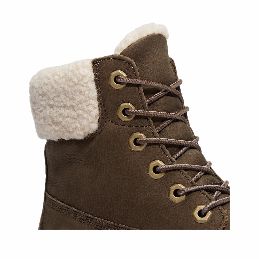 Timberland women's boot Stone Street 6 inch Wheat Mid Warm Lined Dark Brown