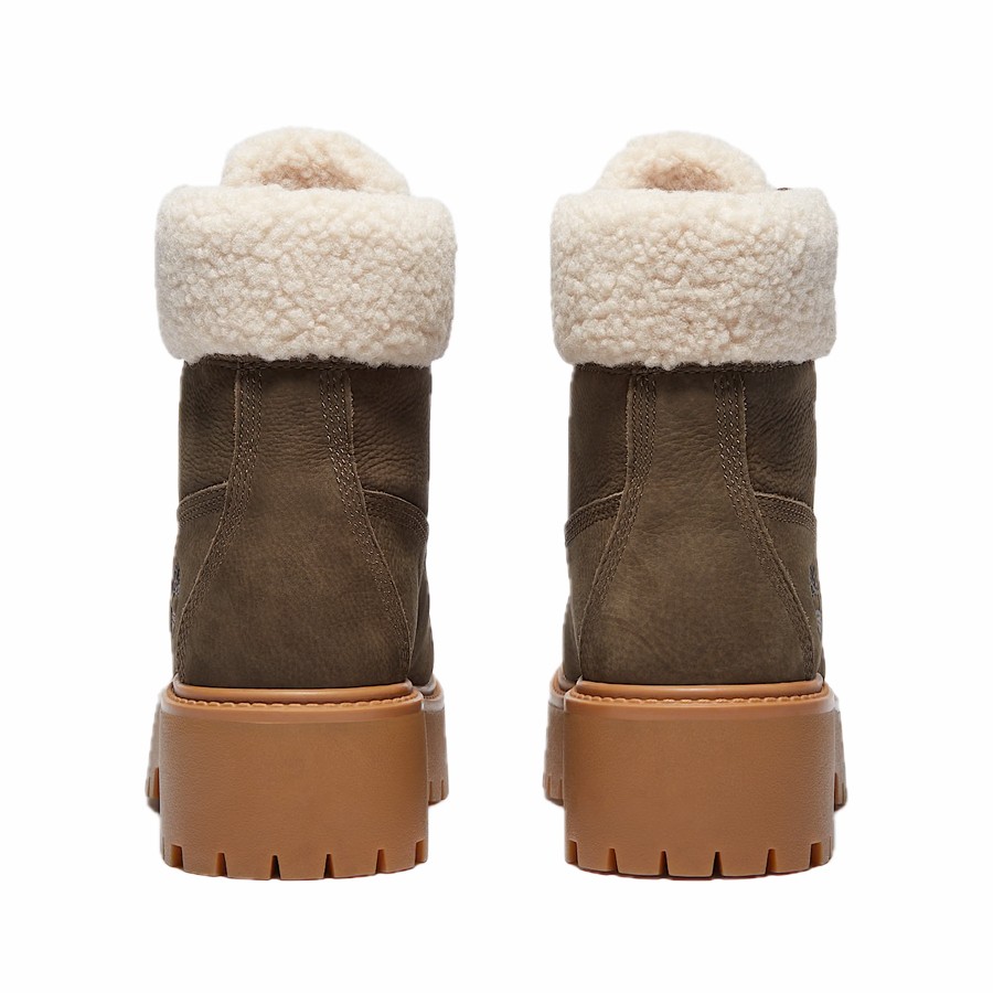 Timberland women's boot Stone Street 6 inch Wheat Mid Warm Lined Dark Brown
