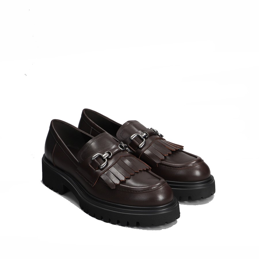 Guglielmo Rotta mocassino donna WAU in pelle cioccolato