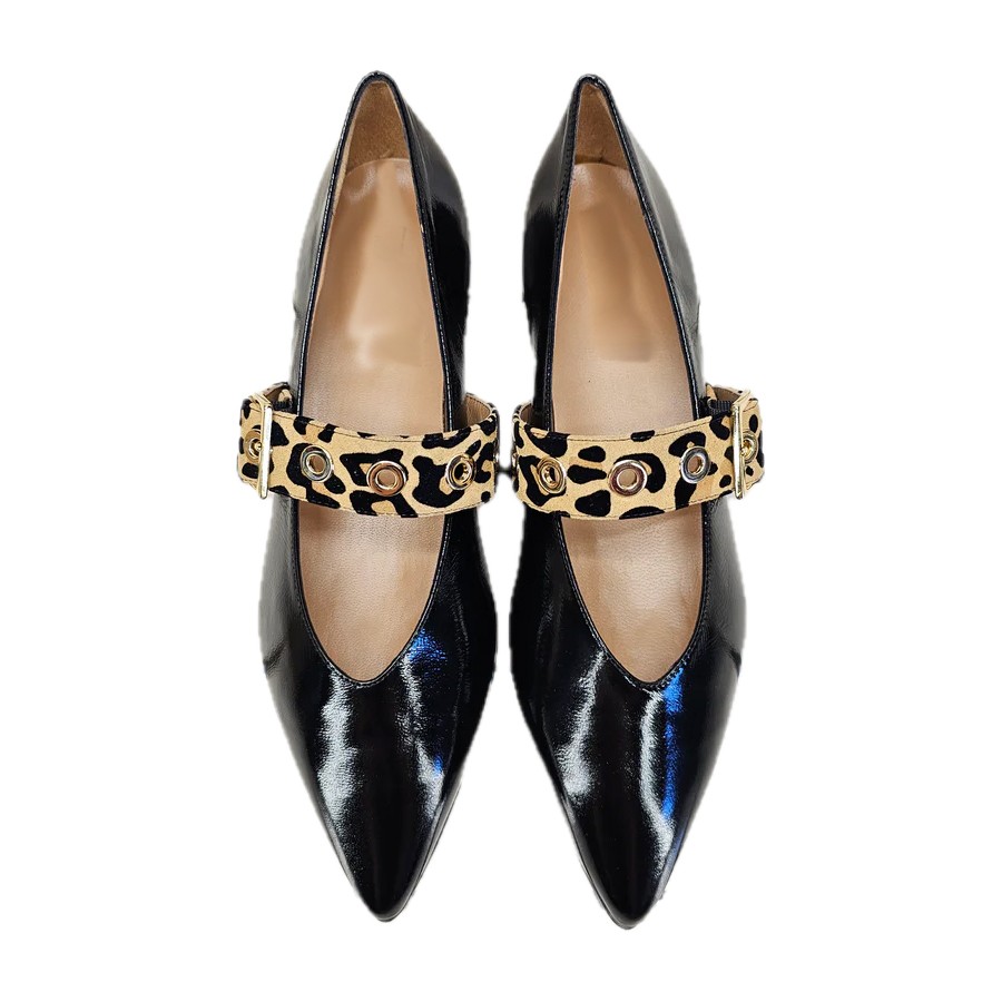 CALZAIUOLI TOSCANI ballerina da donna in vernice nero/leo