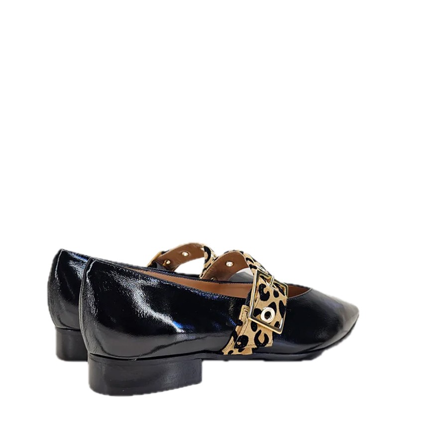 CALZAIUOLI TOSCANI ballerina da donna in vernice nero/leo