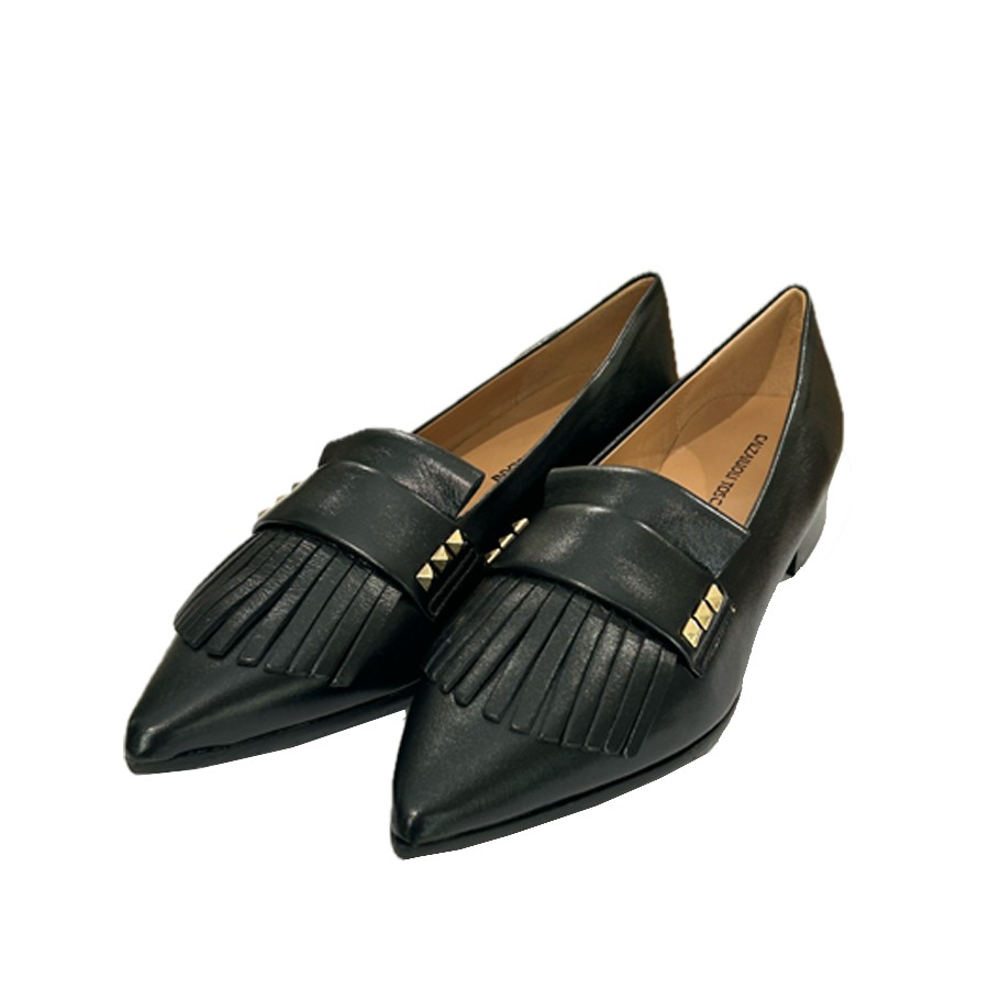 TUSCAN SOCKS women's ballerina in black leather