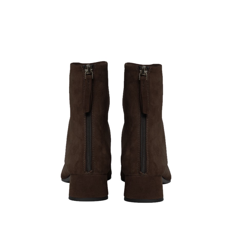 Roberto Festa Mavi suede brown sue boots with medium heel and zip at the back