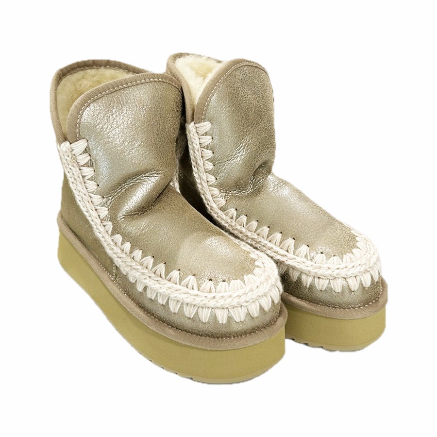 Mou eskimo platform boot suede stone metallic STME