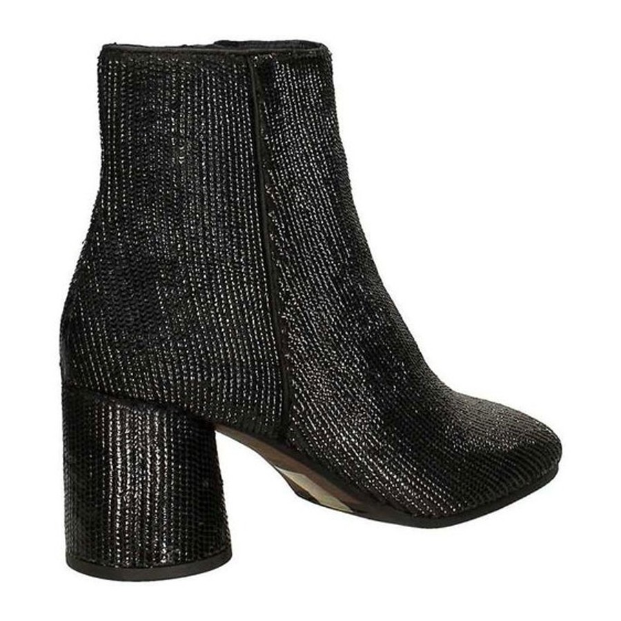 Elvio Zanon tronchetto donna su tacco in pelle laserata G4410X color nero lucido
