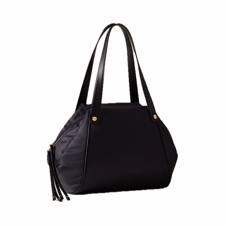 Borbonese Marie shopper large OP fabric dark black