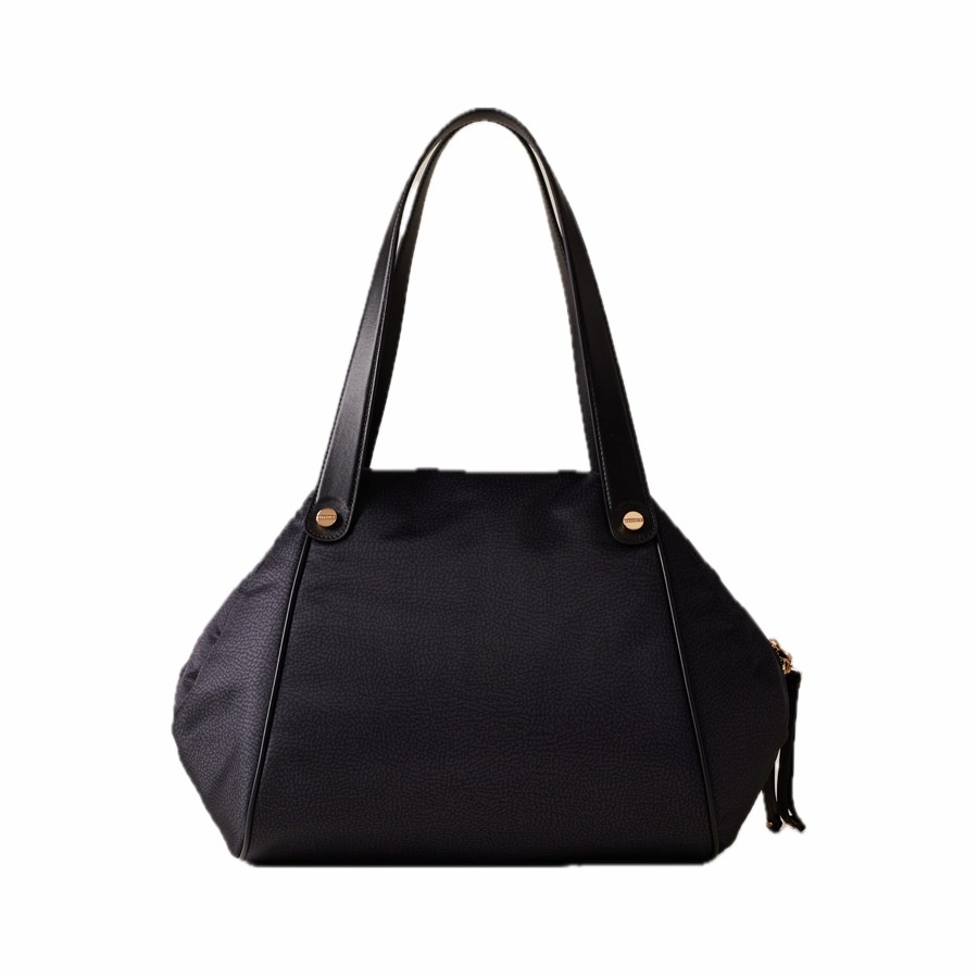 Borbonese Marie shopper large OP fabric dark black