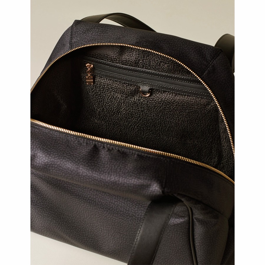 Borbonese Marie shopper large OP fabric dark black