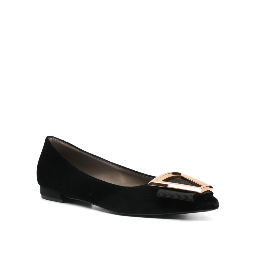 Roberto Festa ballerina KENDA in black suede with gold buckle