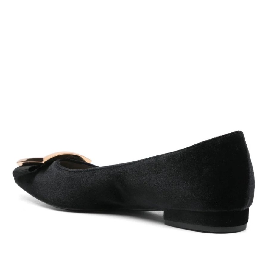 Roberto Festa ballerina KENDA in black suede with gold buckle