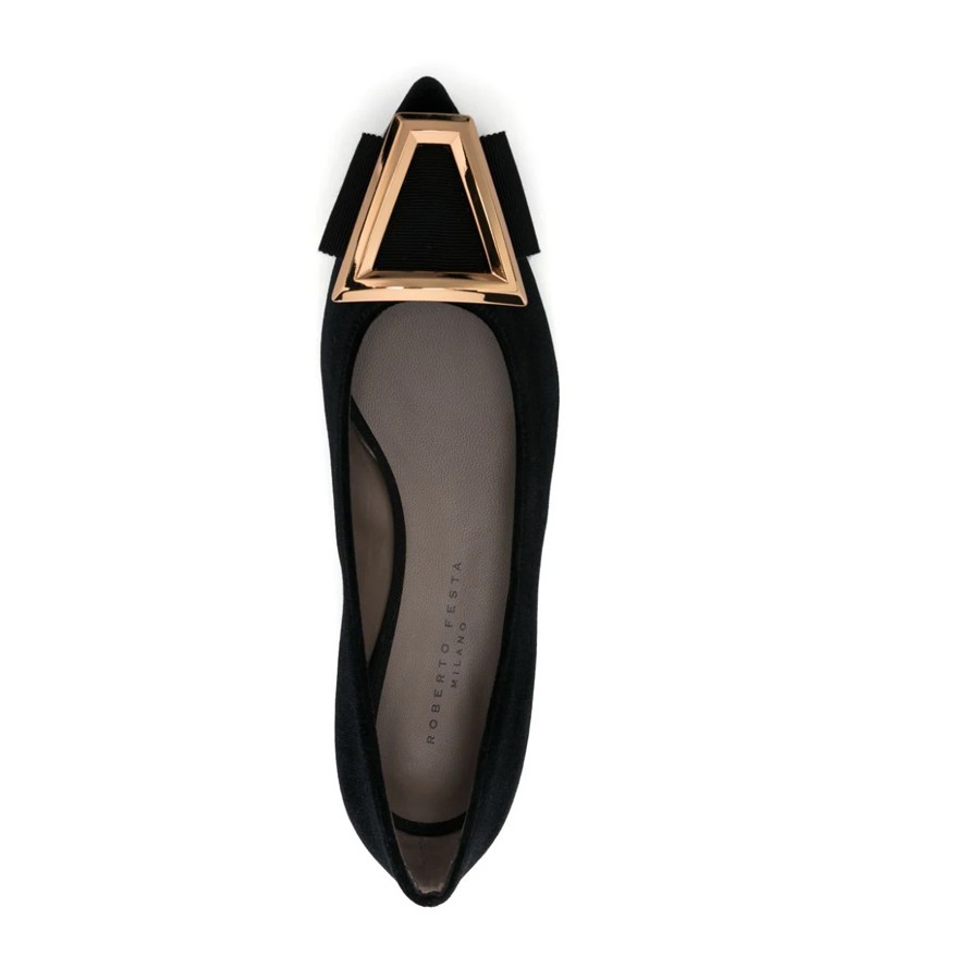 Roberto Festa ballerina KENDA in black suede with gold buckle