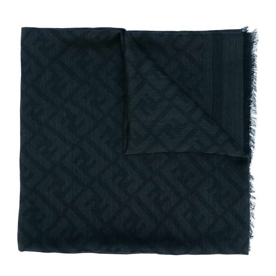 Fendi kefia unisex jacquard zucca misto seta color grigio scuro FXS2962TE