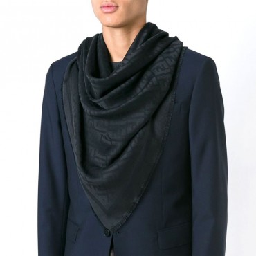 Fendi kefia unisex jacquard zucca misto seta color grigio scuro FXS2962TE