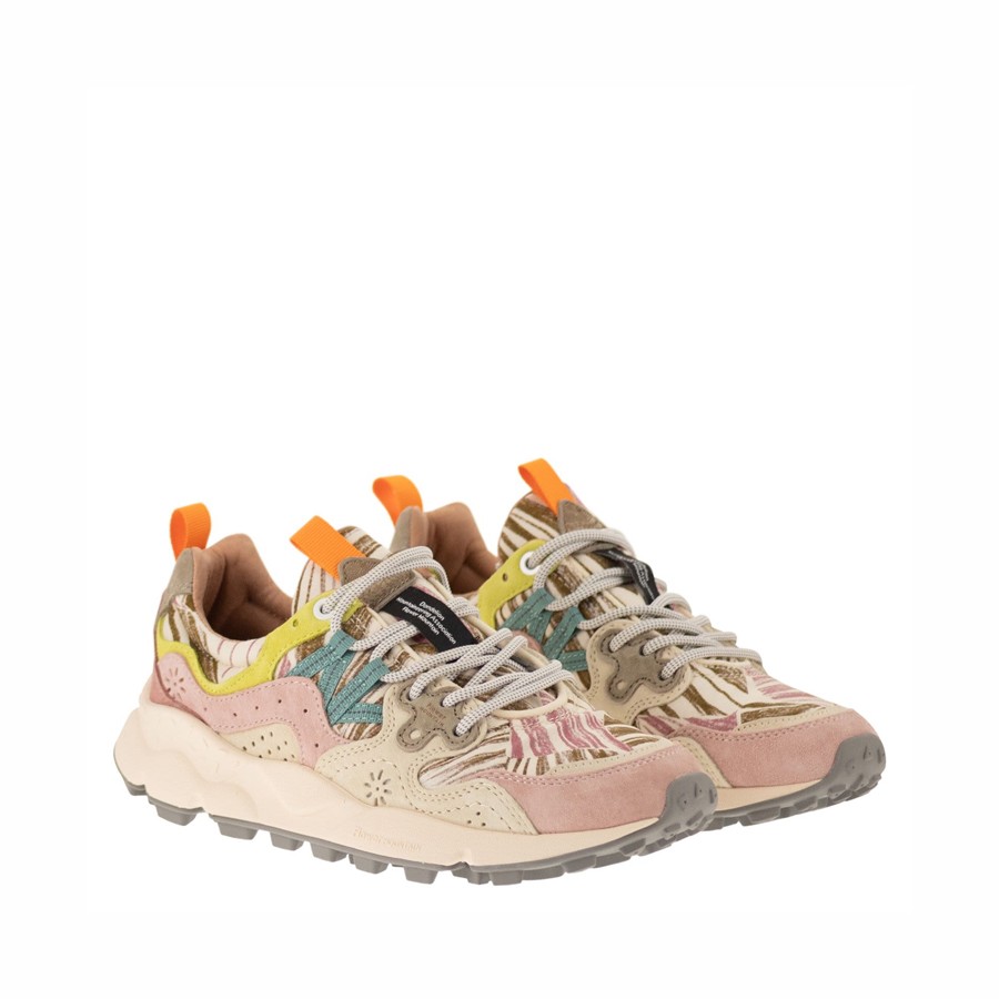 Flower mountain Yamano 3 woman suede pink white military 3M16