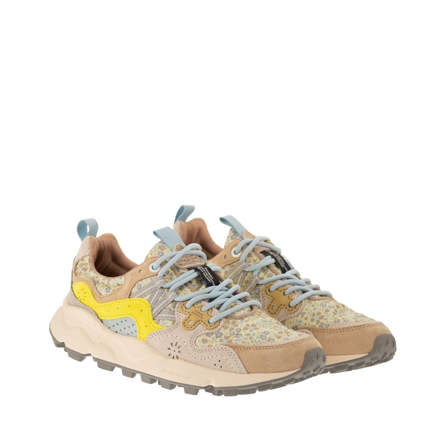 Flower mountain Yamano 3 woman suede cream white yellow fluo 2E01