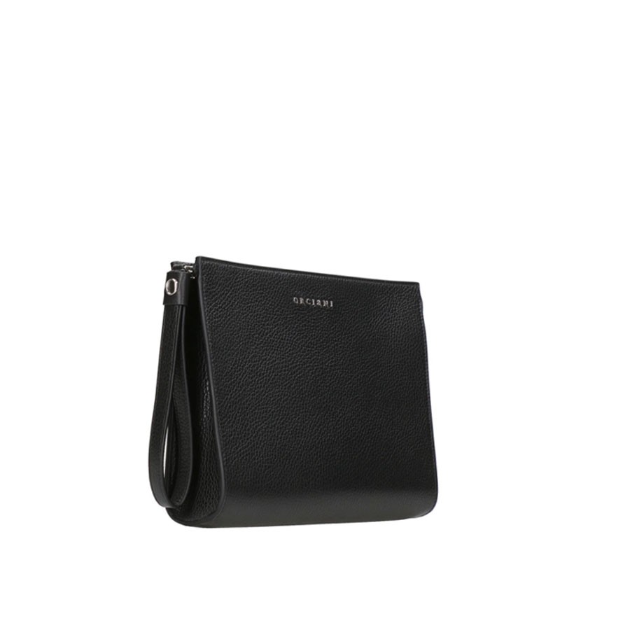 ORCIANI Large micron leather envelope with wristband