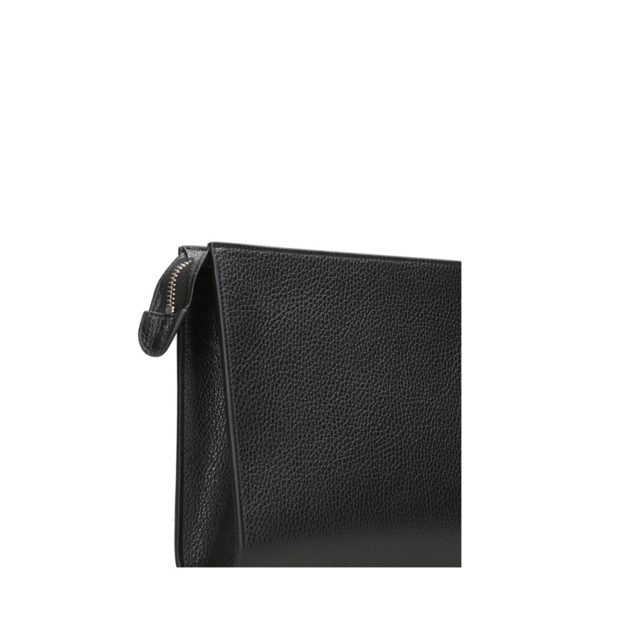 ORCIANI Large micron leather envelope with wristband