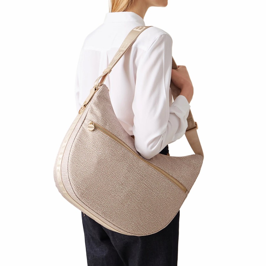 Borbonese bag Luna bag small Hobo Fabric OP sand
