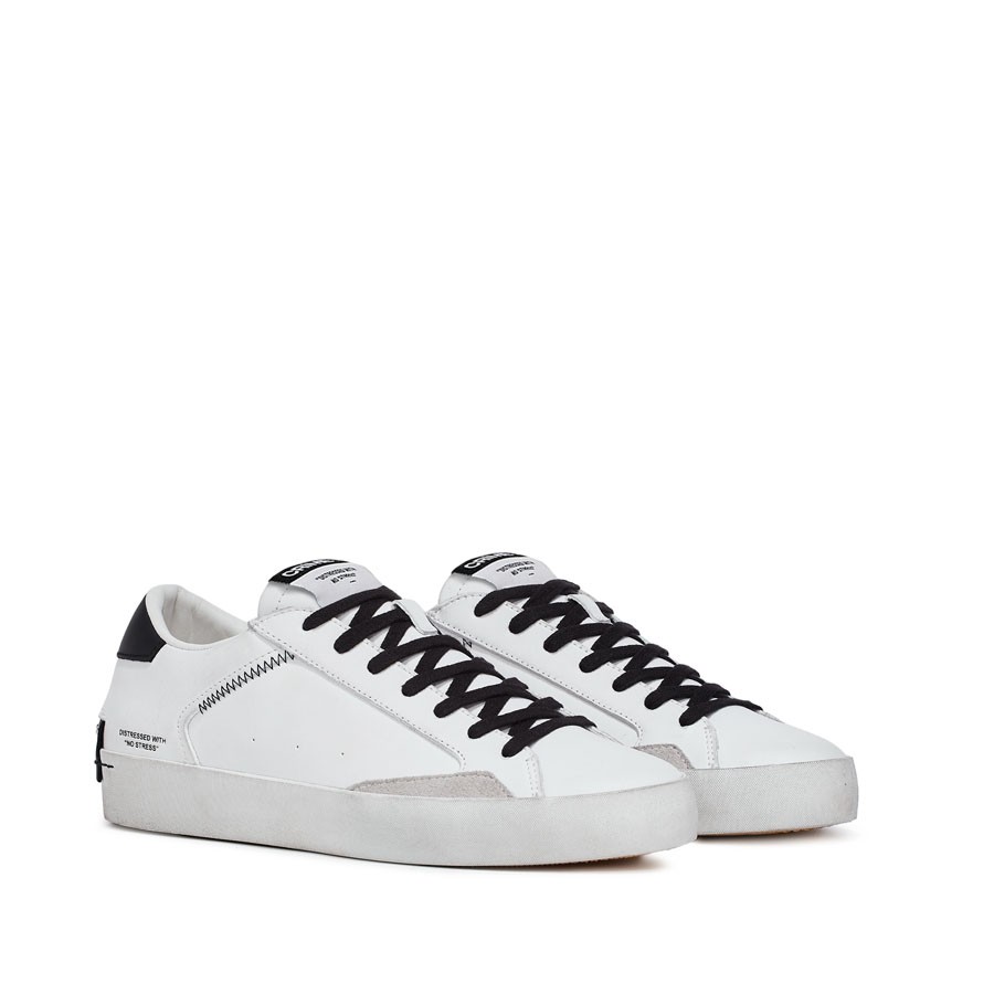 Crime London sneakers uomo  DISTRESSED WHITE-BLACK