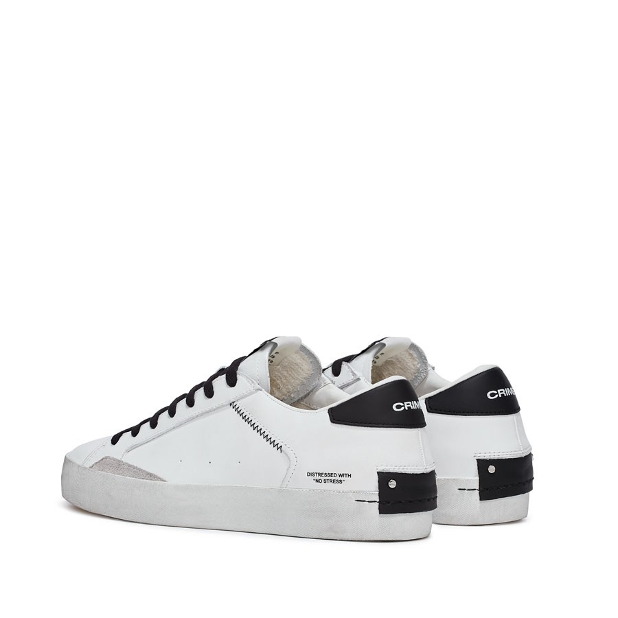 Crime London sneakers uomo DISTRESSED BIANCO-NERO