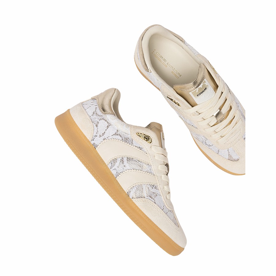 Crime London Wembley White lace women's sneakers