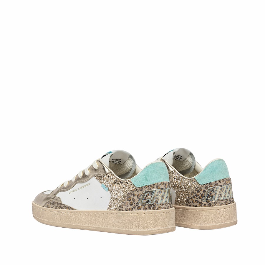 Crime London Chelsea Aqua Leopard women's sneakers