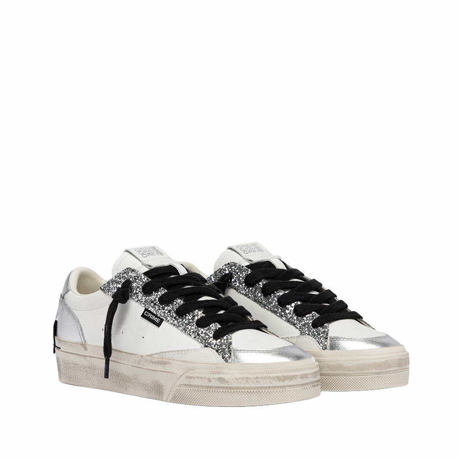 Crime London Soho Platinum Sparkle women's sneakers