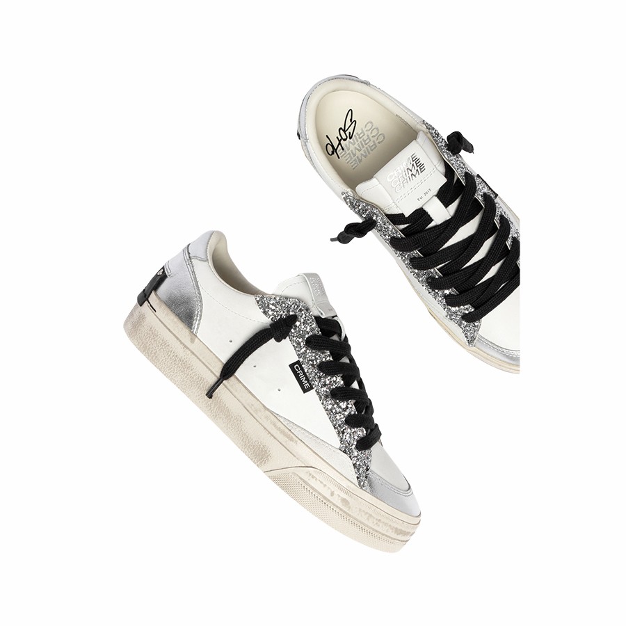 Crime London Soho Platinum Sparkle women's sneakers