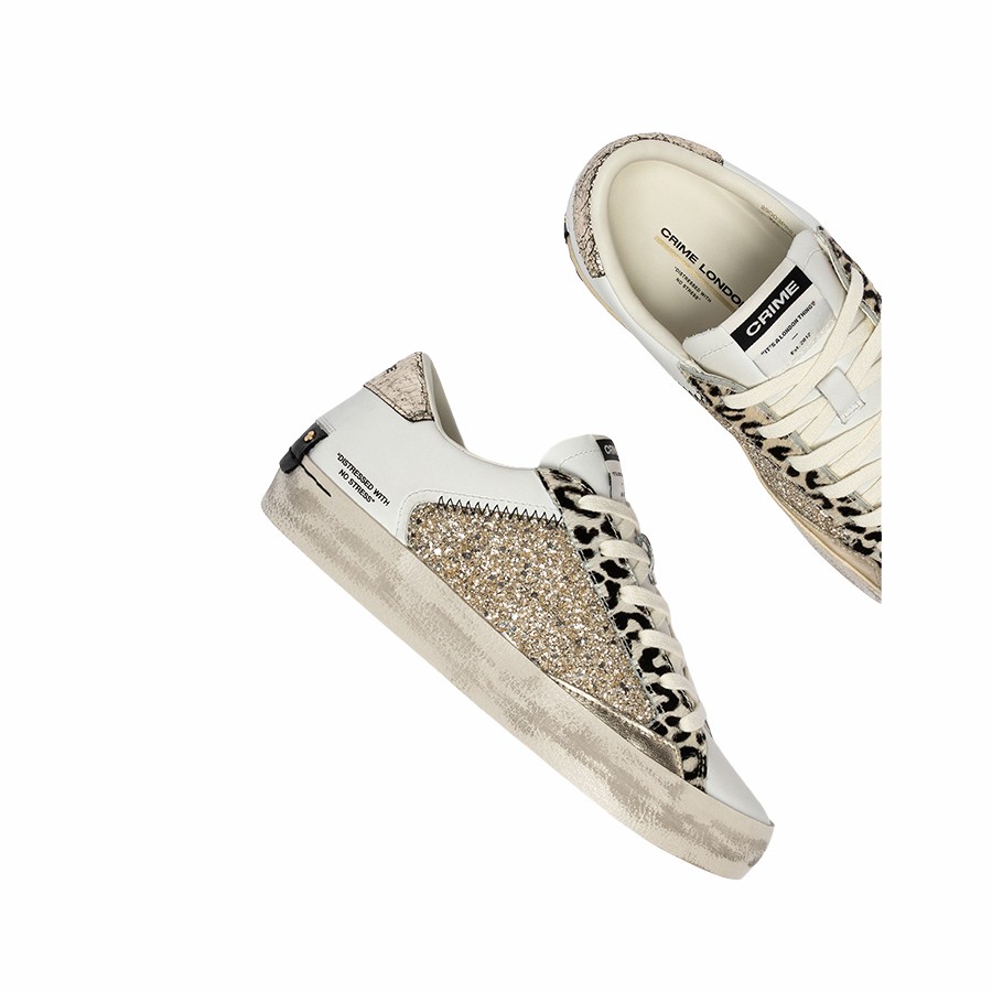 Crime London Distressed Chrome Fang women's sneakers