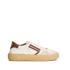 PURAAI Men's vintage leather sneakers white brown