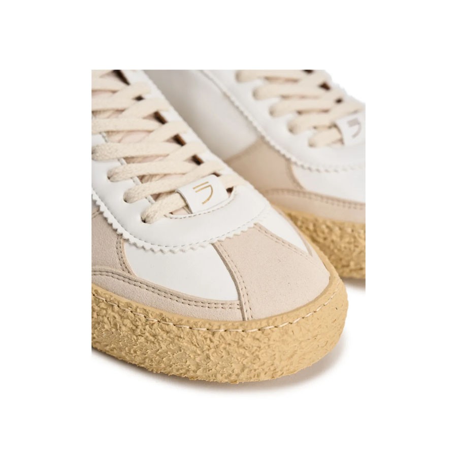 PURAAI Men's vintage leather sneakers white brown