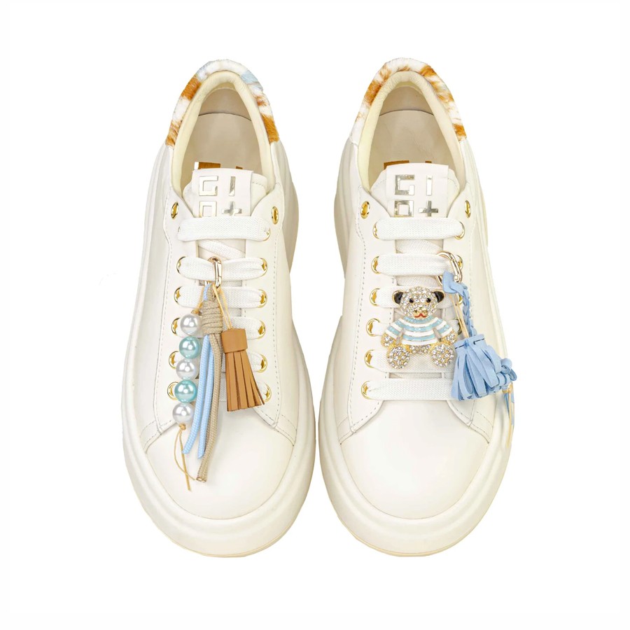 Gio+ sneaker vitello combi latte mucca Oliva 02A