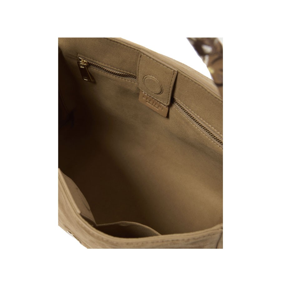 ORCIANI Sveva Peach Flowers Midi suede shoulder bag with shoulder strap