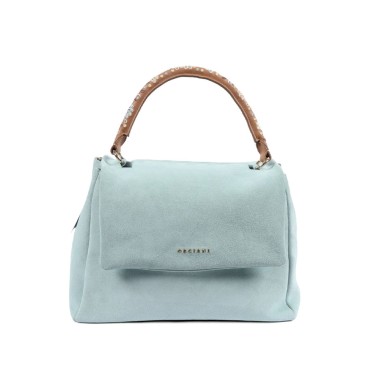 ORCIANI Borsa Sveva Peach Flowers Midi a spalla in suede con tracolla