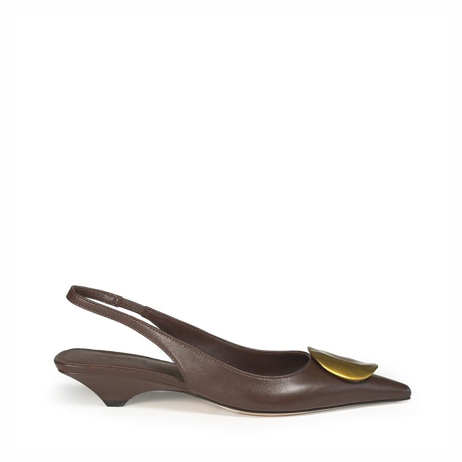Vic Matie brown K20 Kitty Chanel slingback