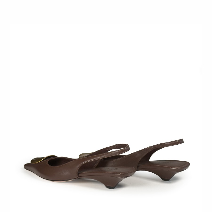 Vic Matie brown K20 Kitty Chanel slingback