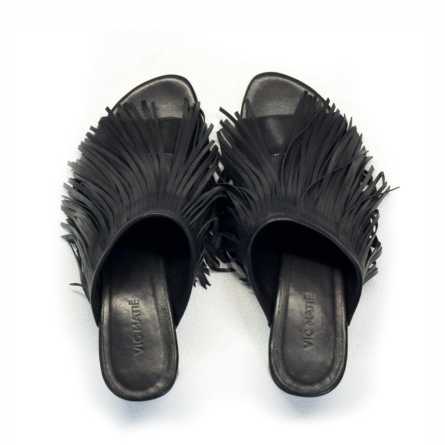 Vicmatiè K16 Drop black nappa mule sandal