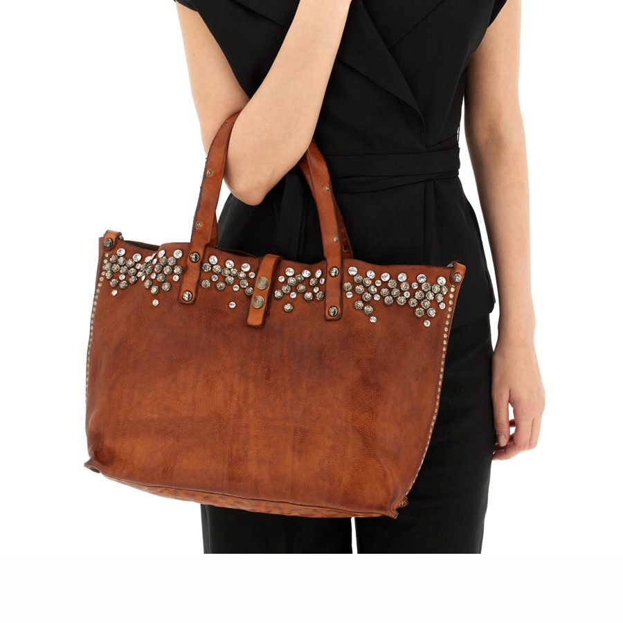 Campomaggi borsa shopping Bella Di Notte cognac