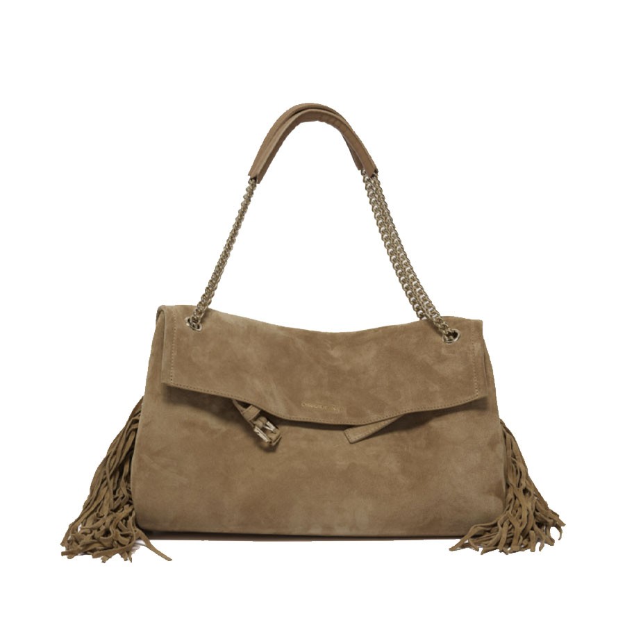 ORCIANI Bag Venus Peach Fringe Medium shoulder to shoulder in suede