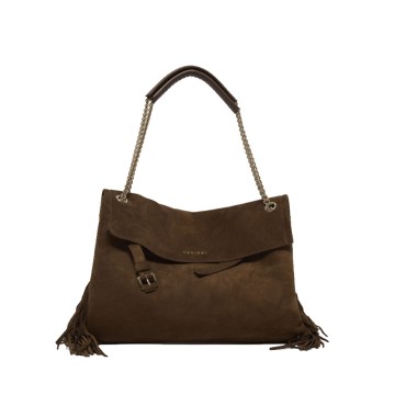 ORCIANI Borsa Venus Peach Fringe Media a spalla in suede