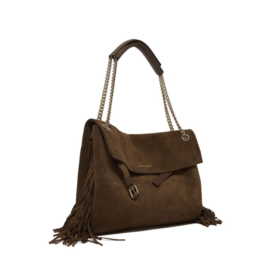ORCIANI Bag Venus Peach Fringe Medium shoulder to shoulder in suede