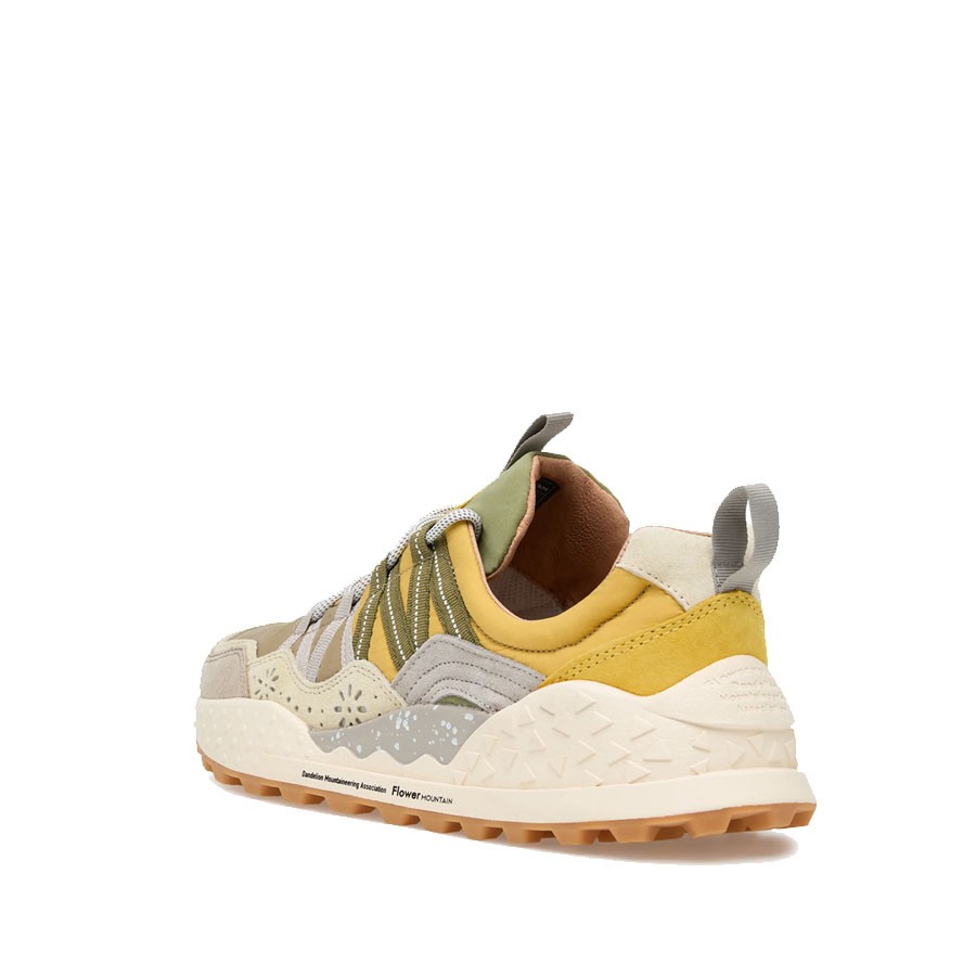 Flower mountain WASHI MAN Suede and Fabric Sneakers - Dove-White-Yellow